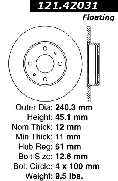 1987-1989 Nissan Pulsar NX Disc Brake Rotor - Front (Centric)