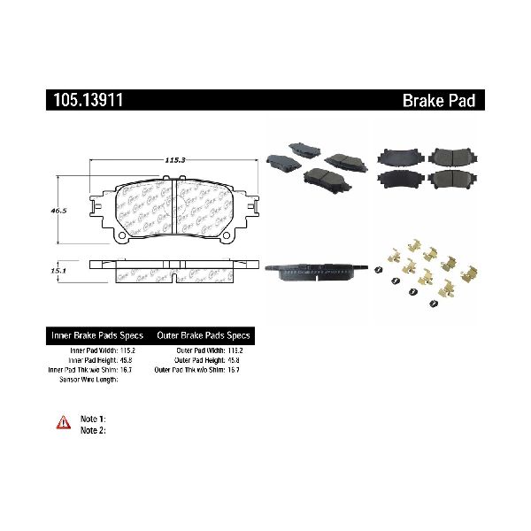 2016-2020 Lexus IS300 Disc Brake Pad Set - Rear (Centric)