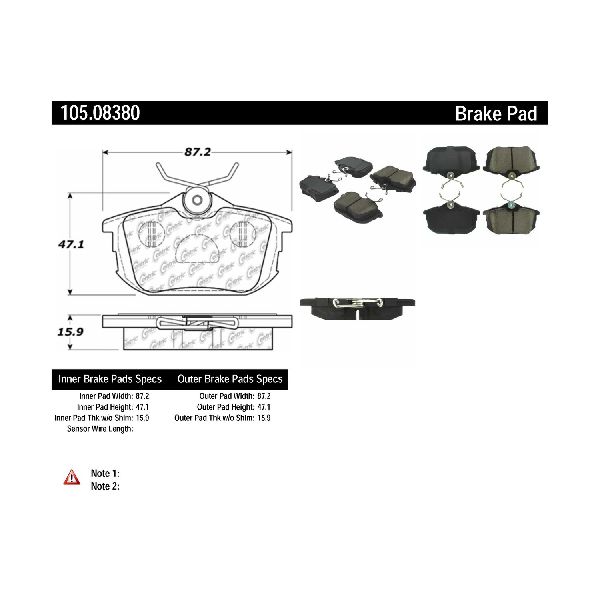 1999-2012 Volvo S40 Disc Brake Pad Set - Rear (Centric)