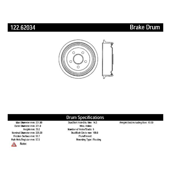2003-2005 Chevrolet Cavalier Brake Drum - Rear (Centric)