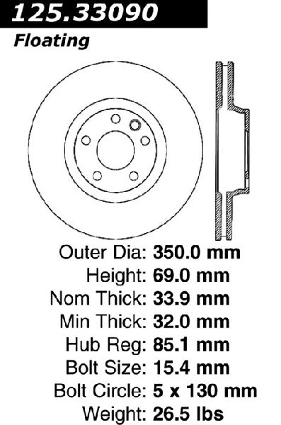 2007-2015 Audi Q7 Disc Brake Rotor - Front Left (Centric)