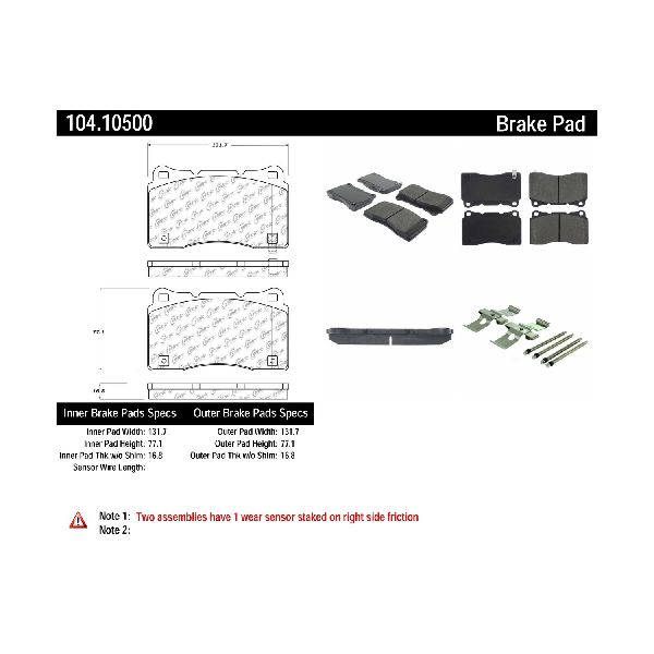 2015-2017 Dodge Viper Disc Brake Pad Set - Front or Rear (Centric)