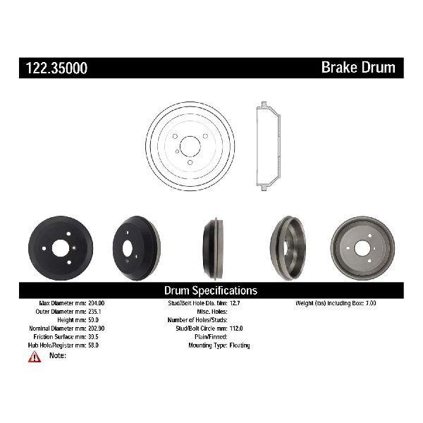 2005-2015 Smart Fortwo Brake Drum - Rear (Centric)