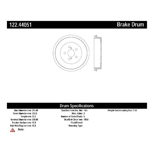 2009 Toyota Prius Brake Drum - Rear (Centric)