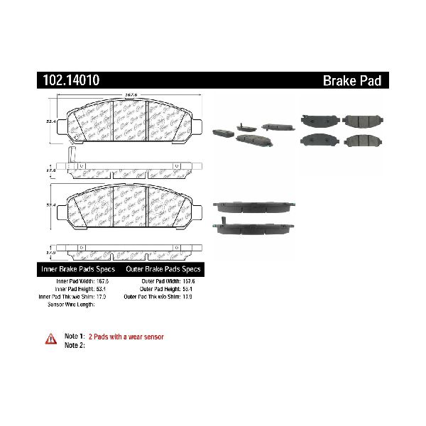 2009-2016 Toyota Venza Disc Brake Pad Set - Front (Centric)