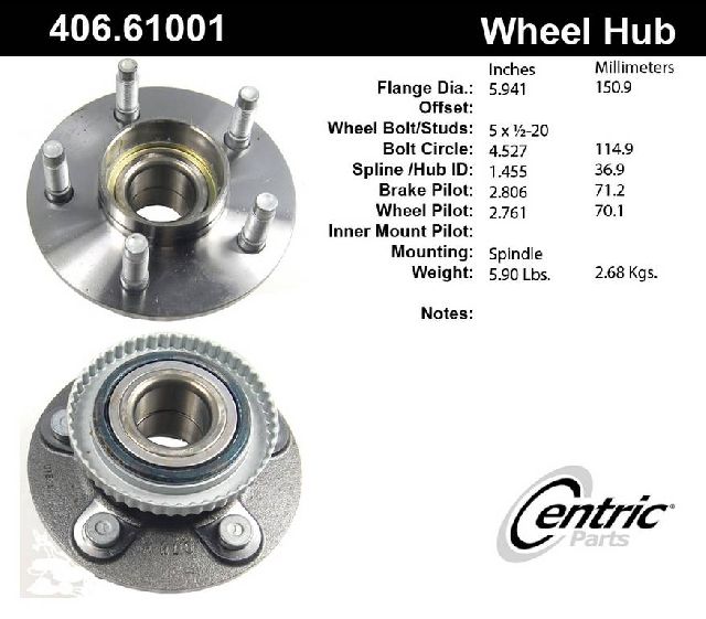 1991-1997 Lincoln Town Car Wheel Bearing and Hub Assembly - Front (Centric)