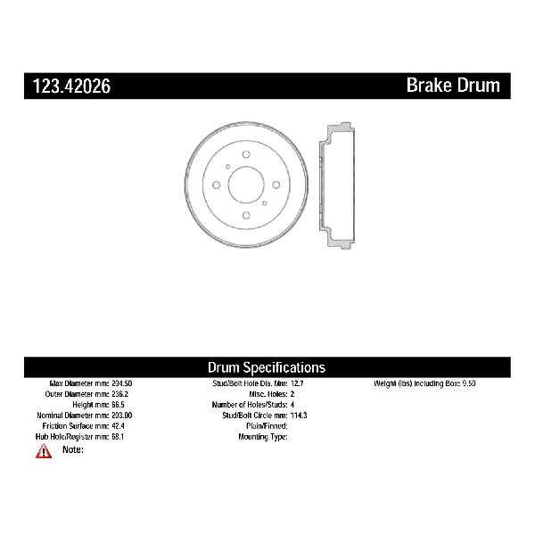 2000-2006 Nissan Sentra Brake Drum - Rear (Centric)