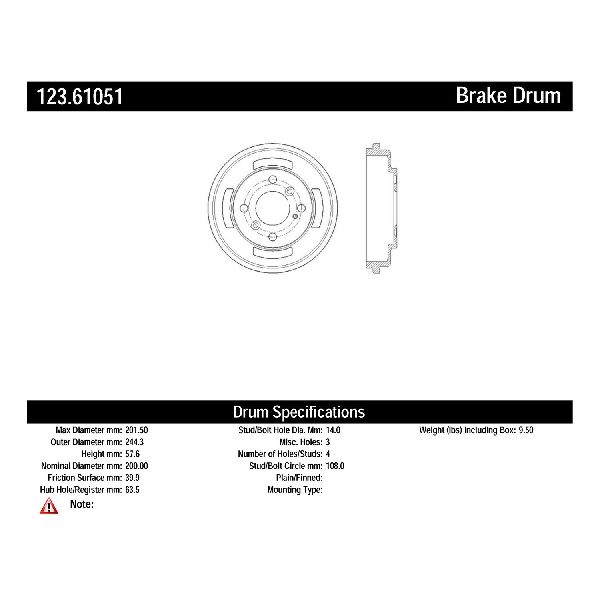 2011-2019 Ford Fiesta Brake Drum - Rear (Centric)