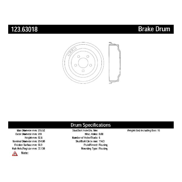 1973-1976 Dodge Dart Brake Drum - Front (Centric)