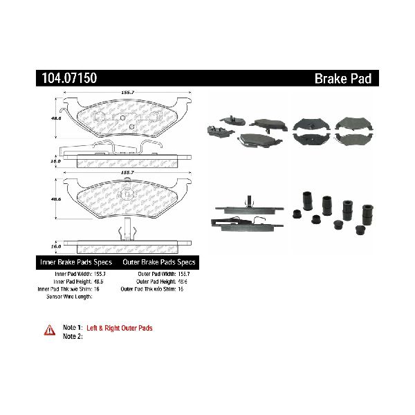 1997-2000 Chrysler Town &amp; Country Disc Brake Pad Set - Rear (Centric)