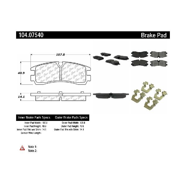 1998-2003 Cadillac Seville Disc Brake Pad Set - Rear (Centric)