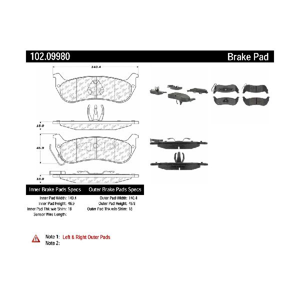 2004-2008 Chrysler Pacifica Disc Brake Pad Set - Rear (Centric)