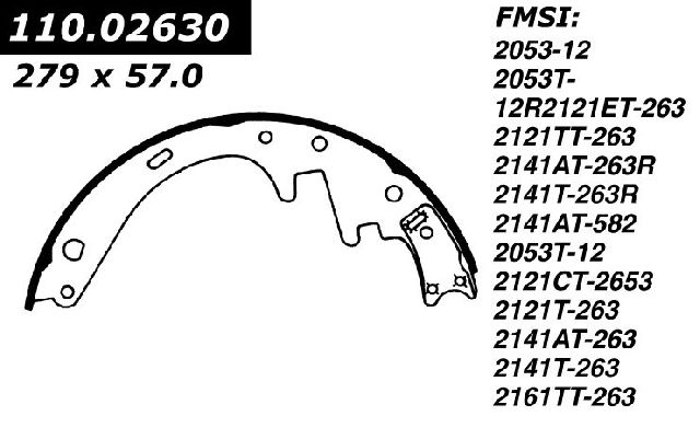 1965-1977 Ford Custom 500 Drum Brake Shoe - Rear (Centric)