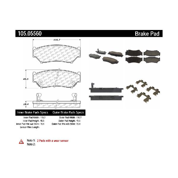 1998-2004 Chevrolet Tracker Disc Brake Pad Set - Front (Centric)