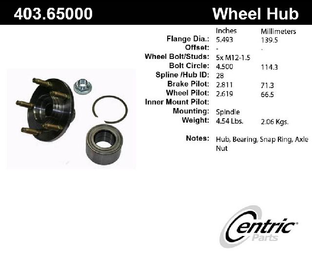 2001-2011 Mazda Tribute Axle Bearing and Hub Assembly Repair Kit - Front (Centric)