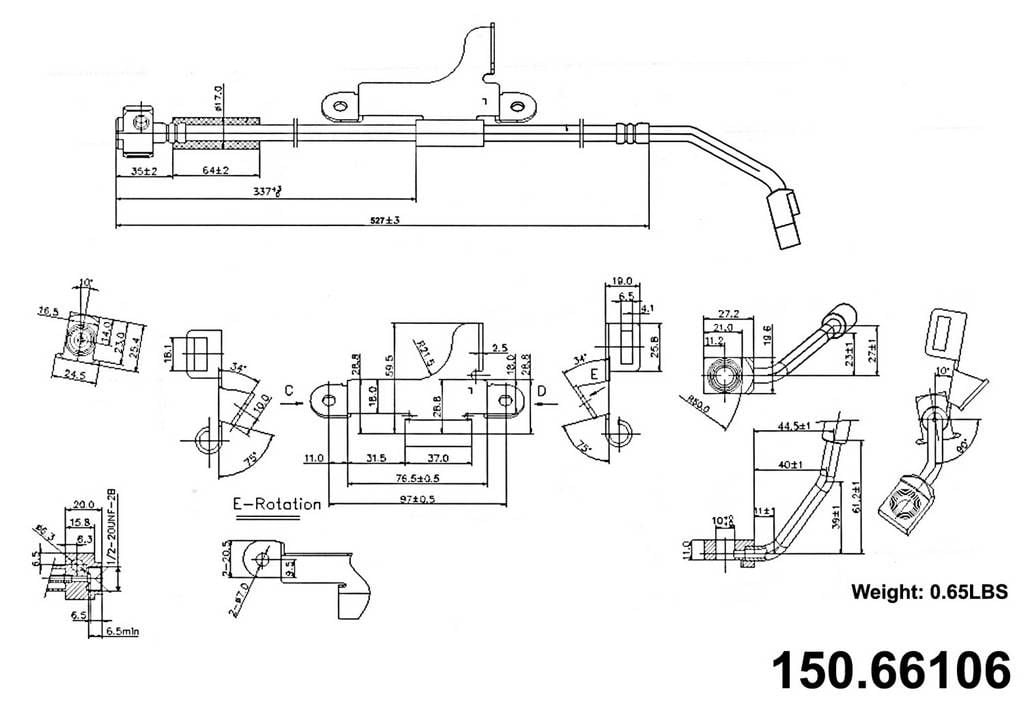 2002-2009 Buick Rainier Brake Hydraulic Hose Centric