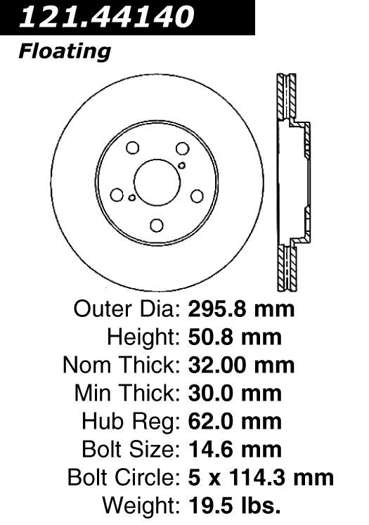 2015, 2014, 2013, 2012, 2011, 2010, 2009 Lexus IS250 Disc Brake Rotor