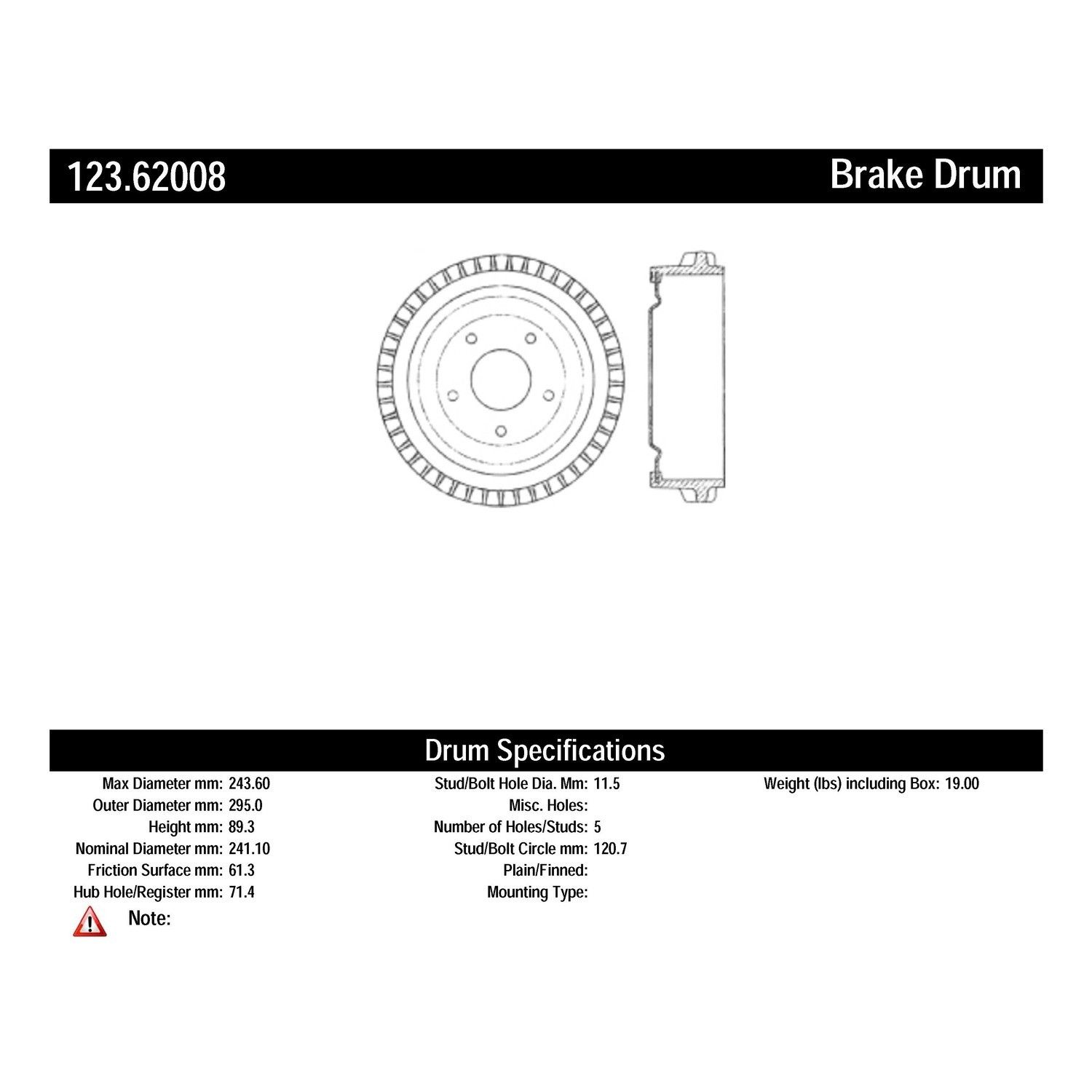 1973, 1972, 1971, 1970 Pontiac Firebird Brake Drum