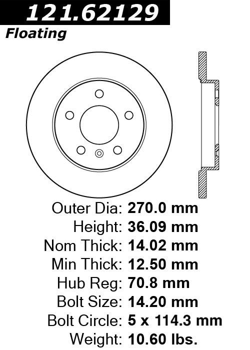 2009, 2008, 2007, 2006, 2005 Buick Allure Disc Brake Rotor