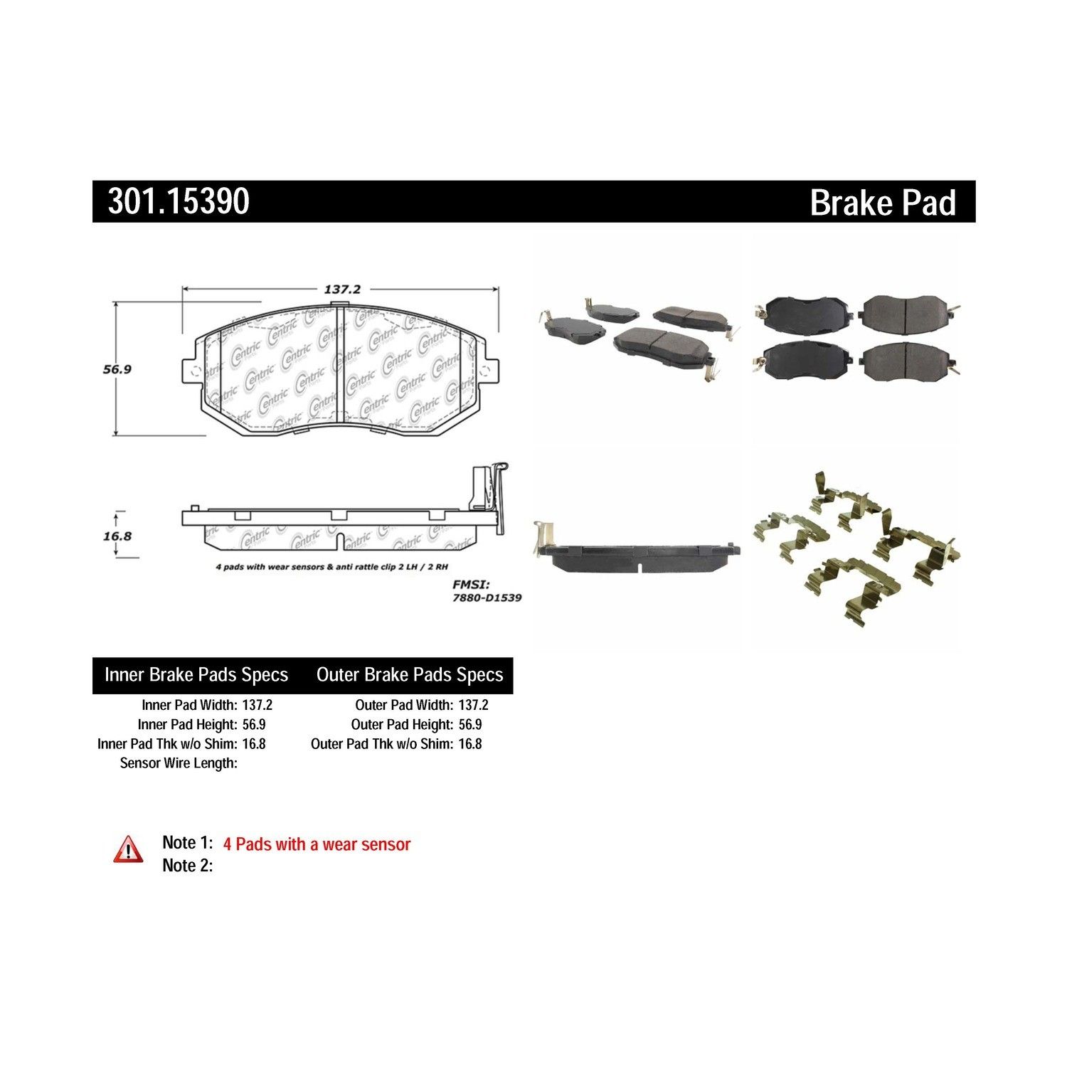 2014, 2013, 2012 Subaru WRX Disc Brake Pad Set
