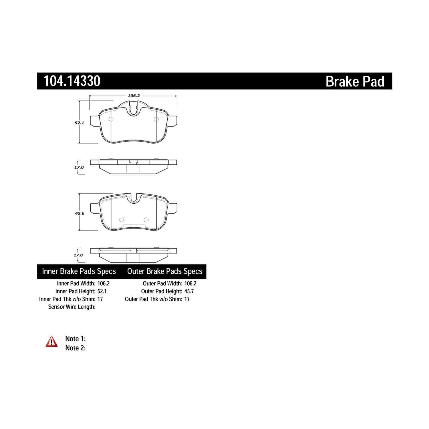 2009-2016 BMW Z4 Disc Brake Pad Set Centric