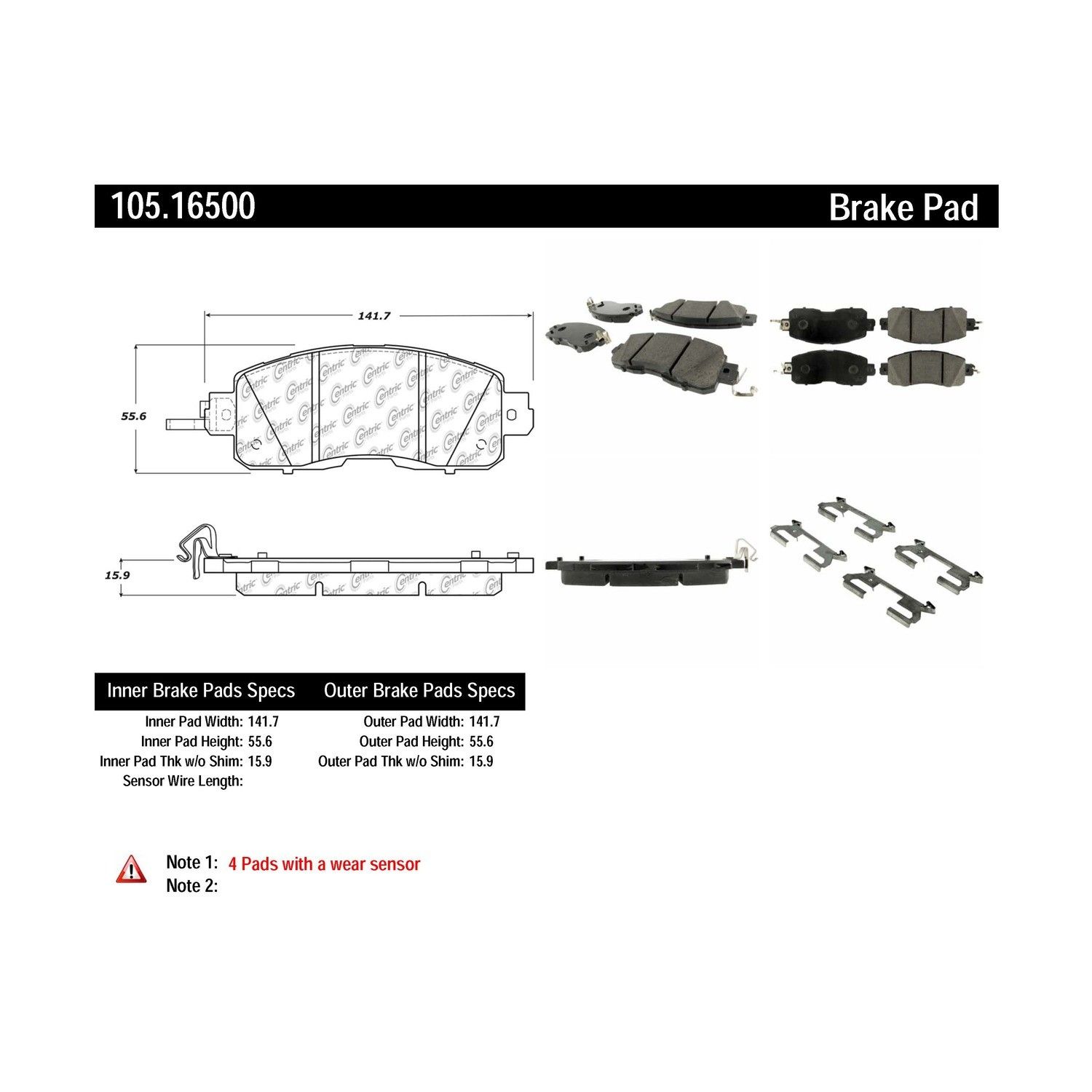 2018, 2017, 2016, 2015, 2014 Nissan LEAF Disc Brake Pad Set
