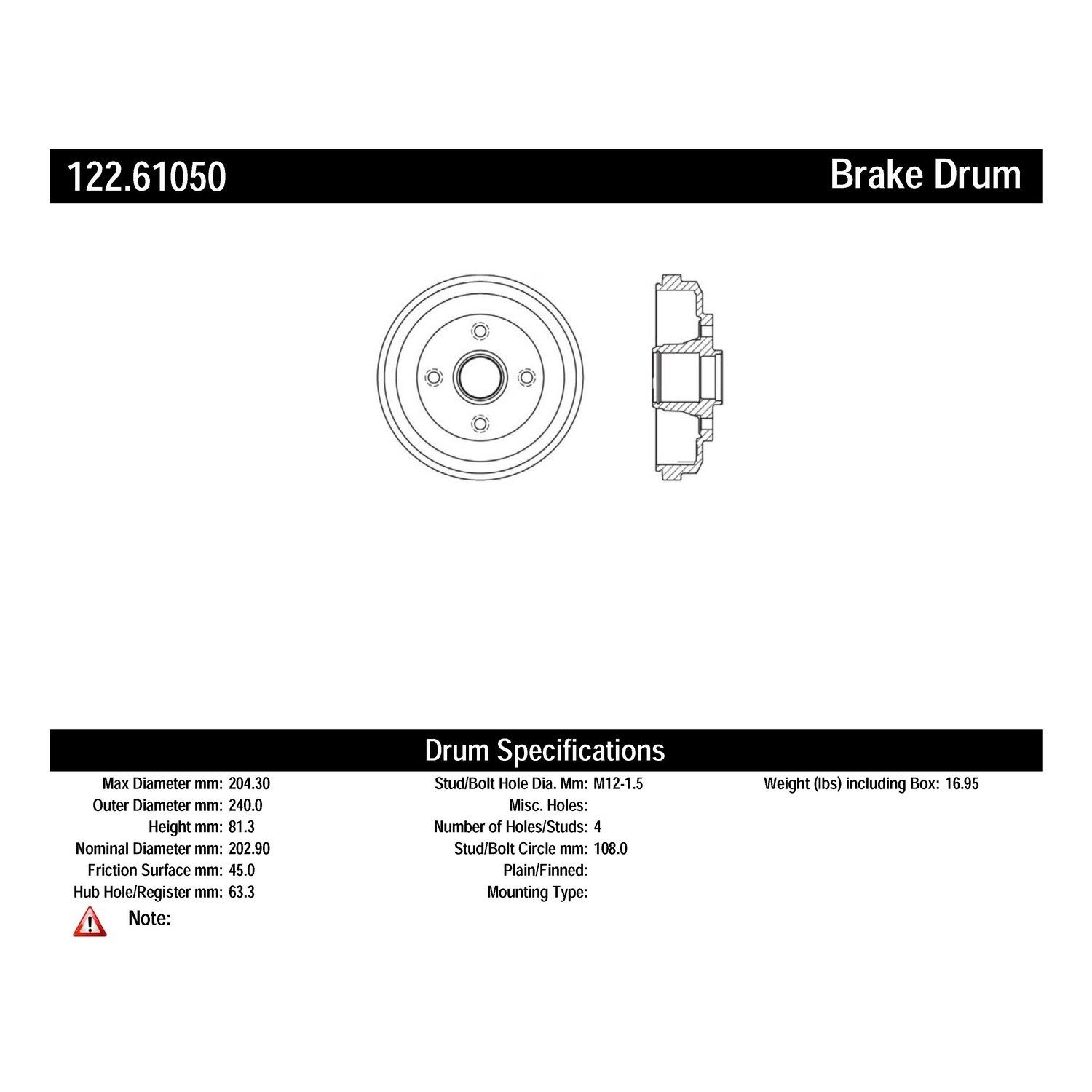 2011, 2010, 2009 Ford Focus Brake Drum