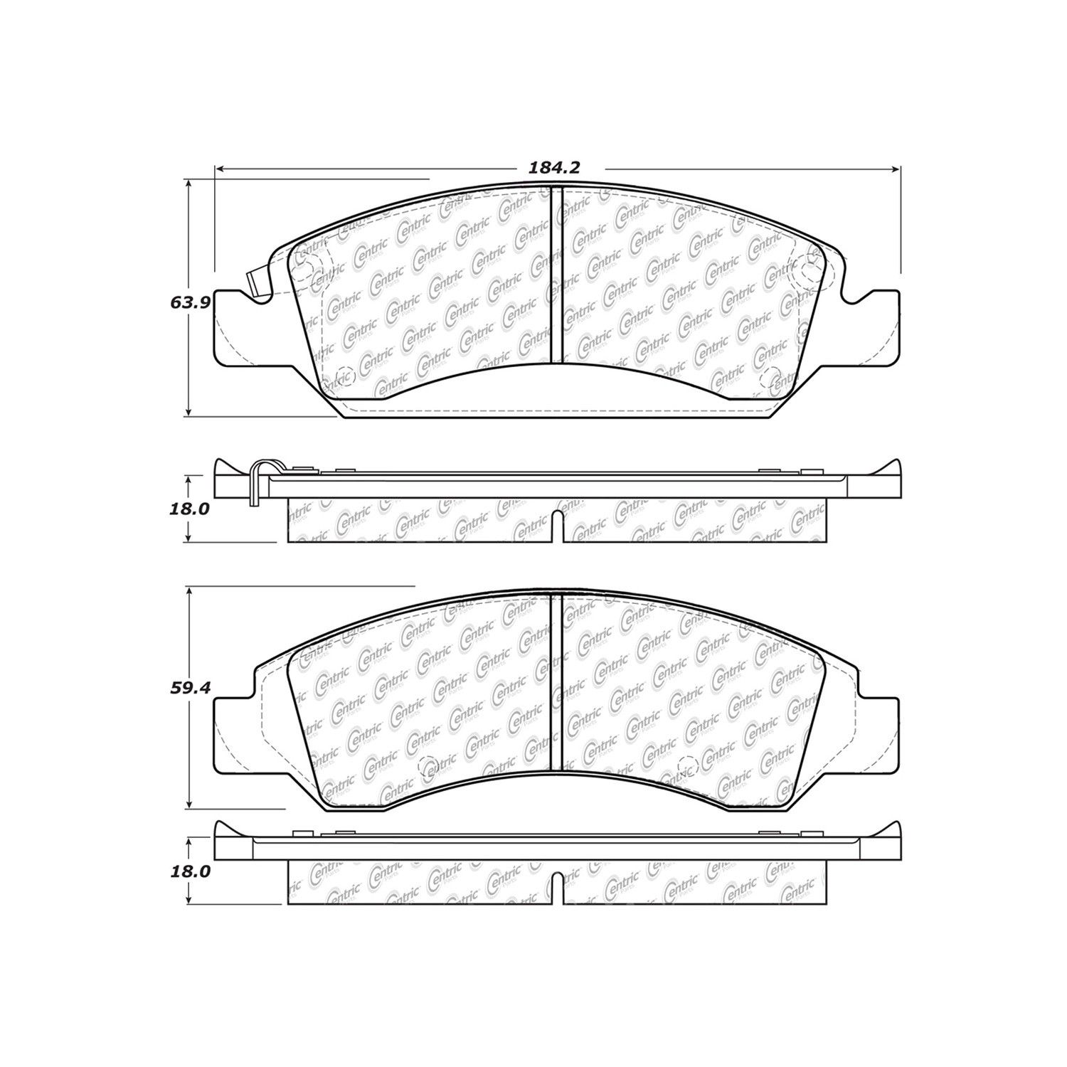 2014, 2013, 2012, 2011, 2010, 2009, 2008 GMC Sierra Disc Brake Pad Set
