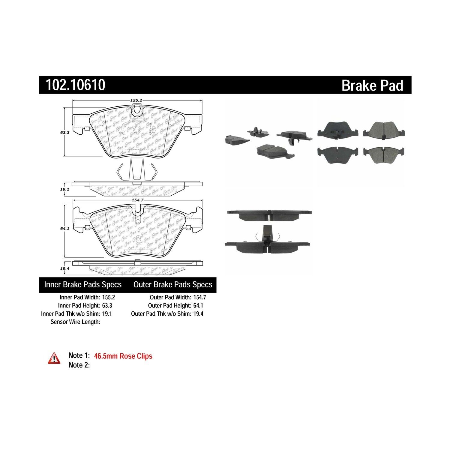 2009-2016 BMW 325i Disc Brake Pad Set Centric