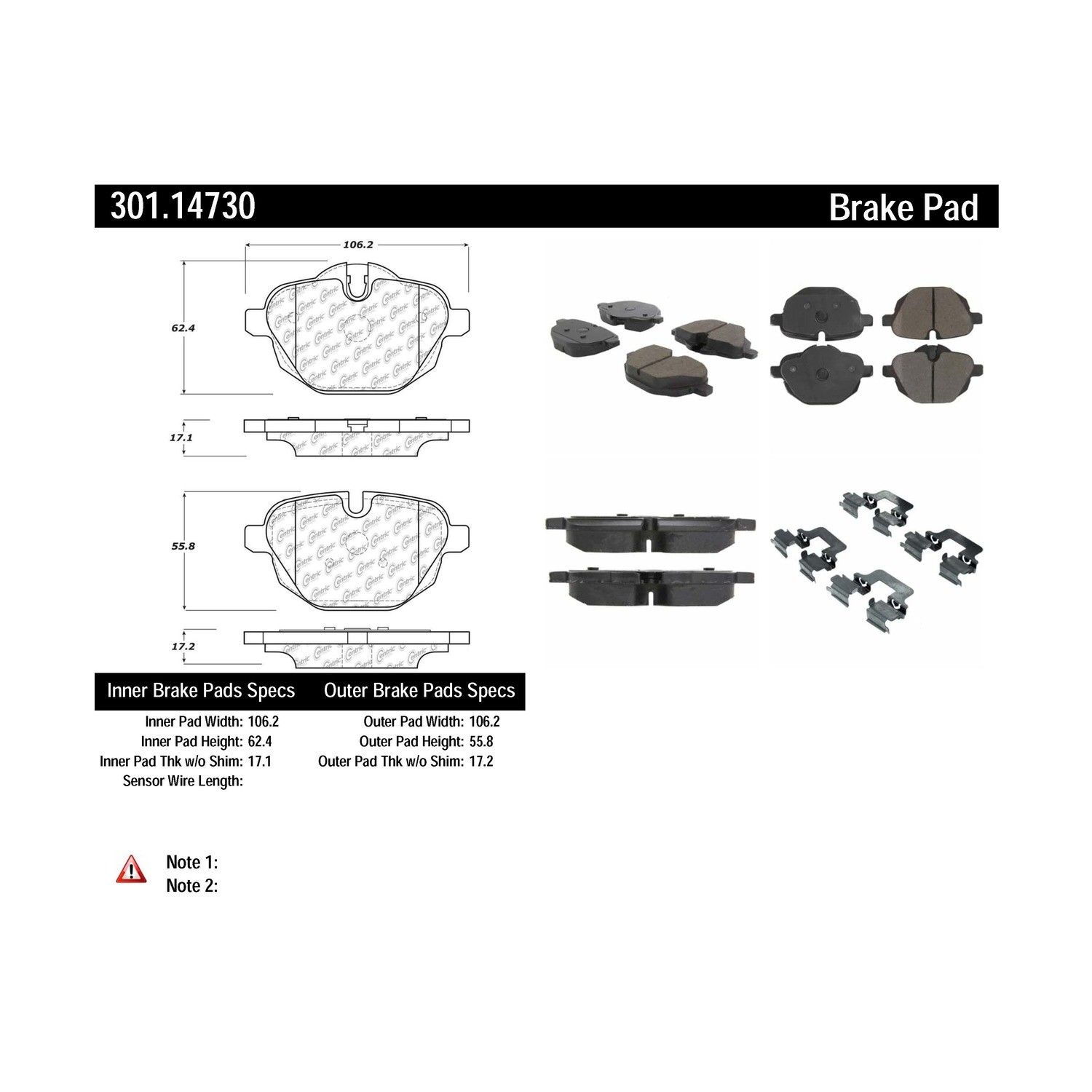 2011-2016 BMW 528i Disc Brake Pad Set Centric