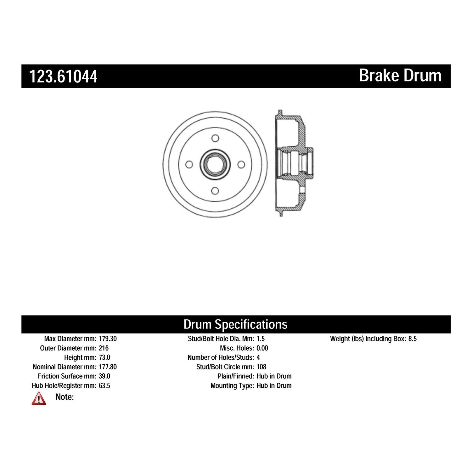 1980, 1979, 1978 Ford Fiesta Brake Drum