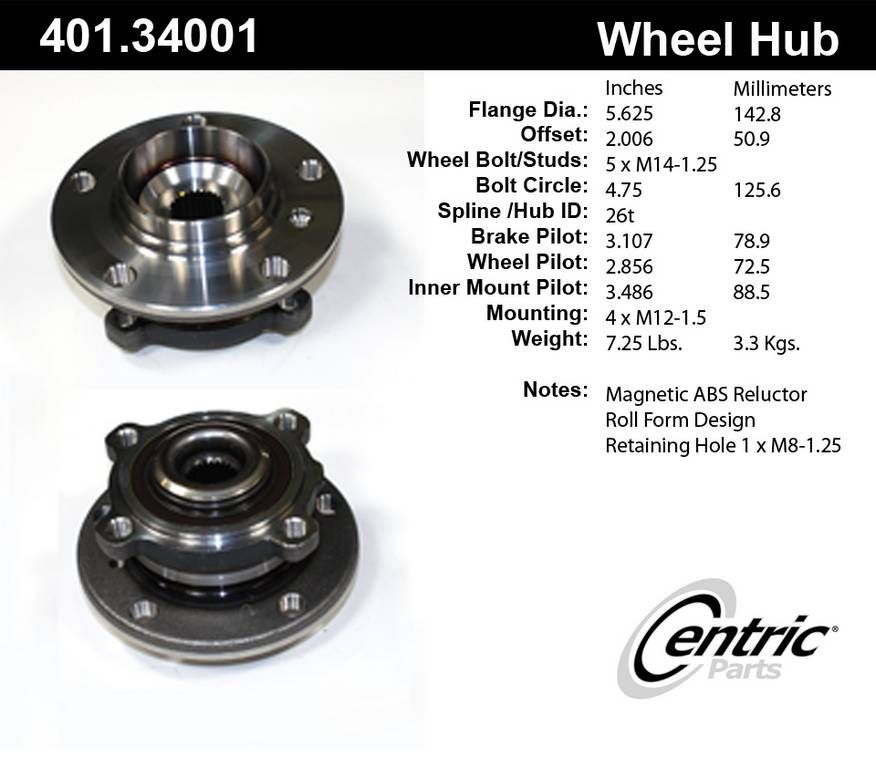 2016, 2015, 2014, 2013 Mini Cooper Paceman Countryman Wheel Bearing and Hub Assembly
