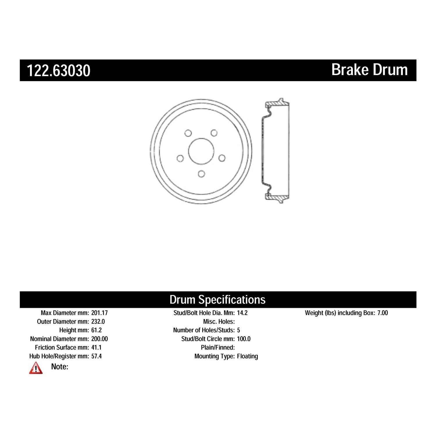 1994, 1993, 1992, 1991, 1990, 1989, 1988, 1987 Dodge Shadow Brake Drum