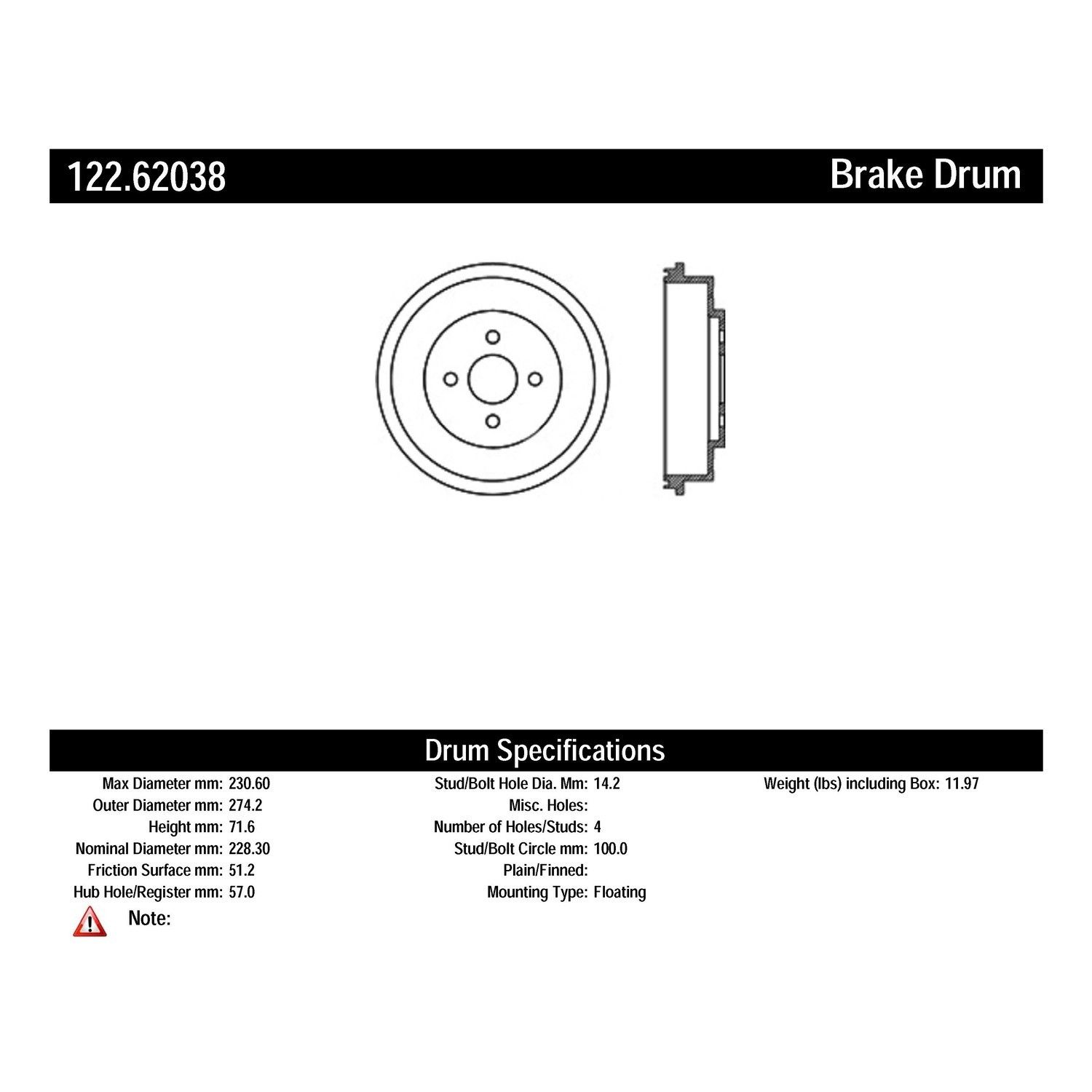 2010, 2009 Pontiac G5 Brake Drum