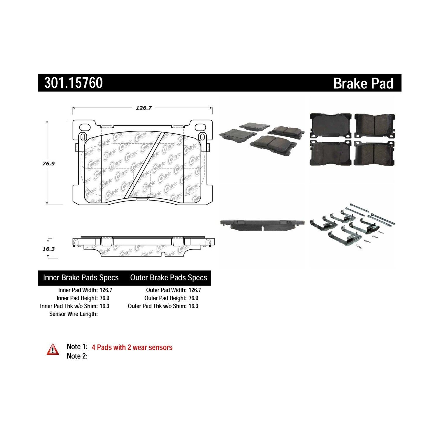 2016, 2015, 2014, 2013, 2012 Hyundai Equus Disc Brake Pad Set