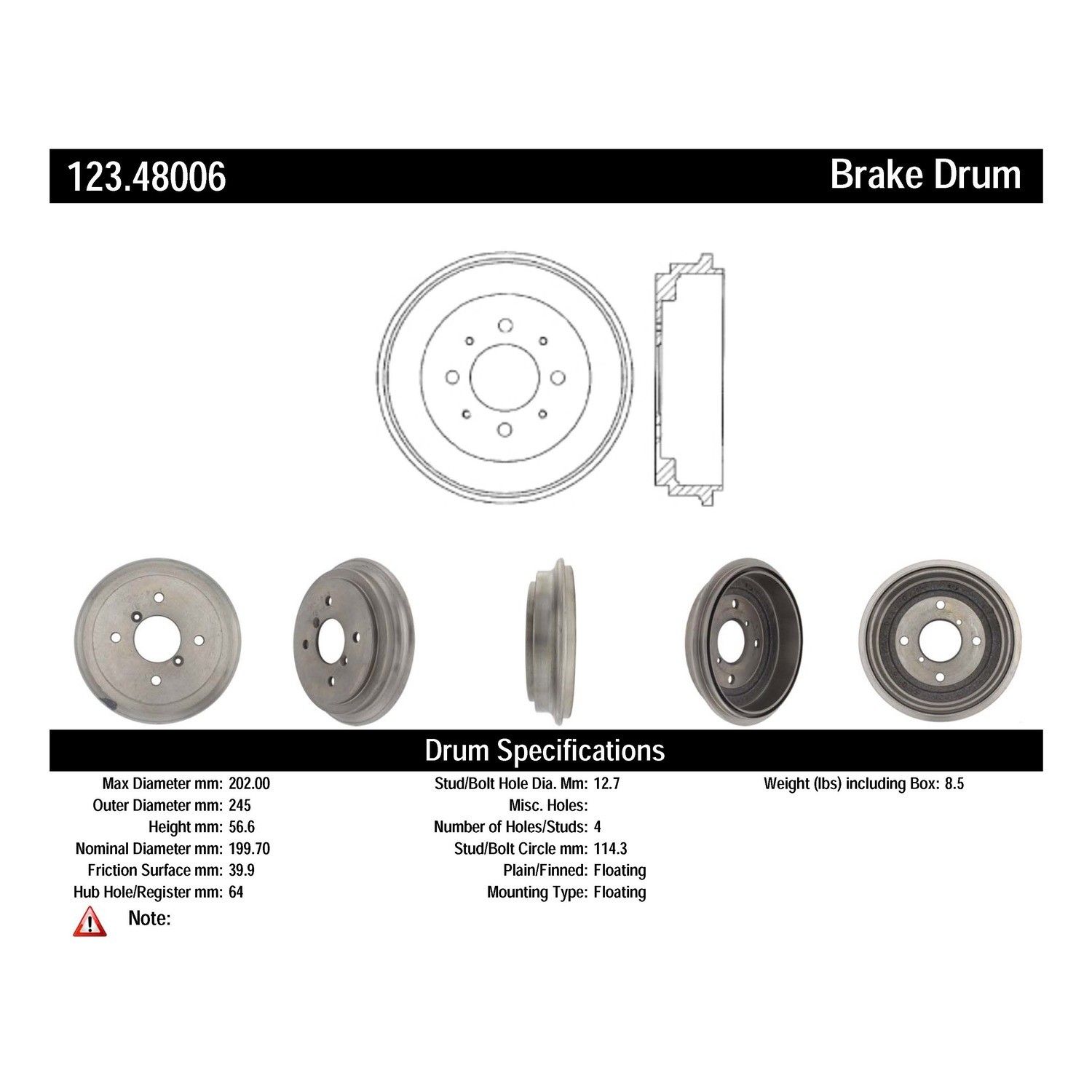 1994, 1993, 1992, 1991, 1990 Suzuki Swift Brake Drum