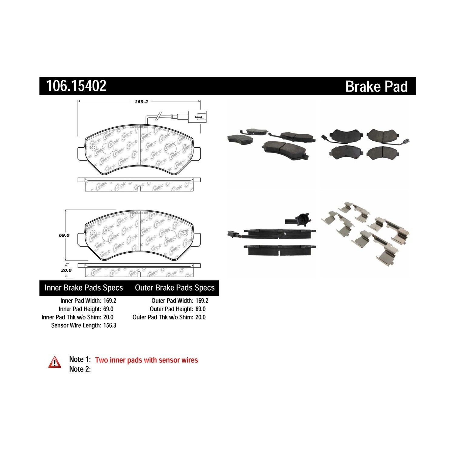 2020, 2019, 2018, 2017, 2016, 2015, 2014 Ram ProMaster 3500 1500 Disc Brake Pad Set