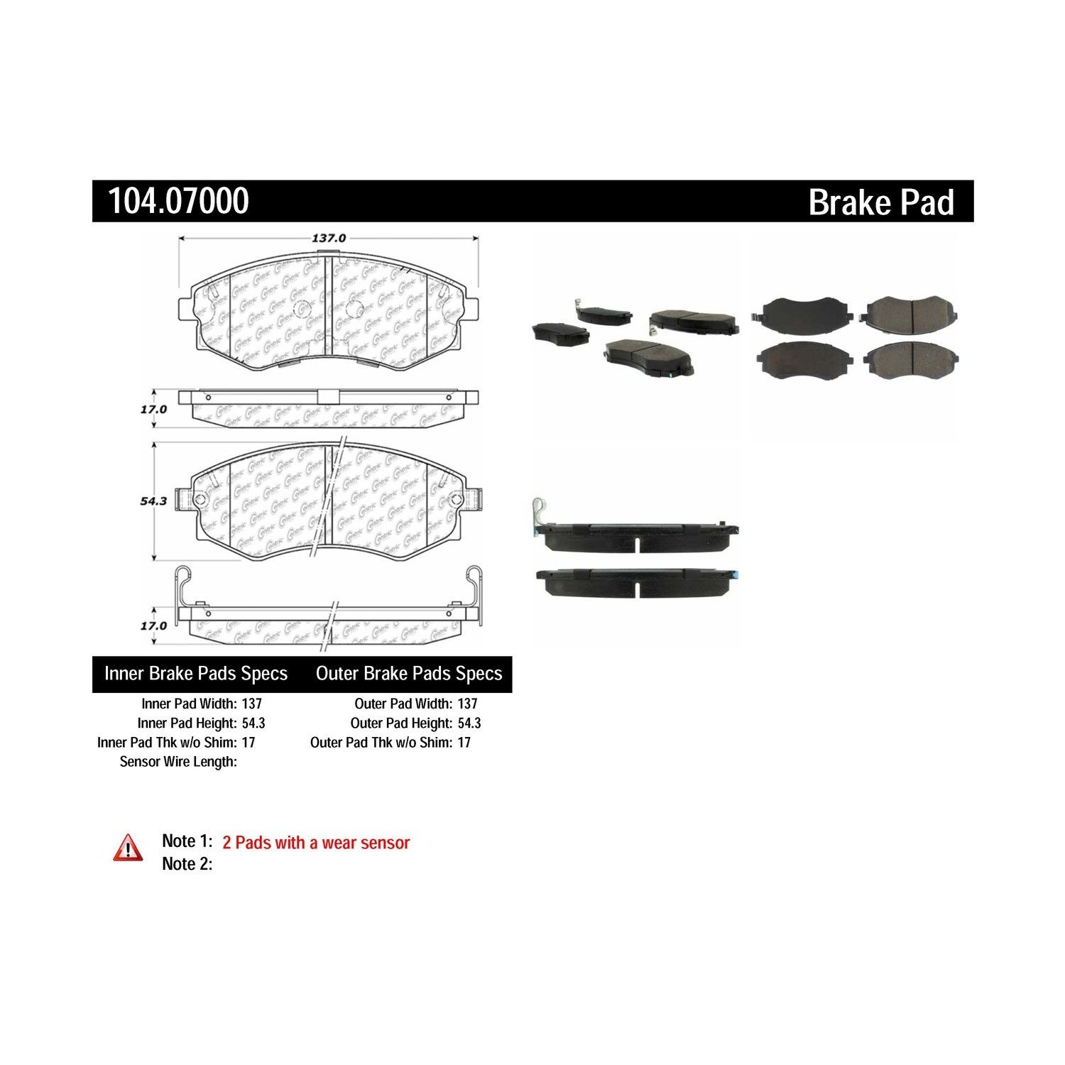 2002, 2001 Kia Optima Disc Brake Pad Set