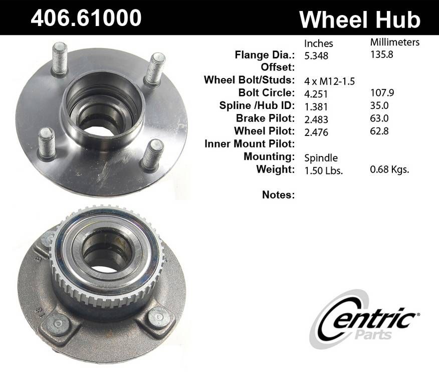 2000, 1999, 1998, 1997, 1996, 1995 Ford Contour Wheel Bearing and Hub Assembly