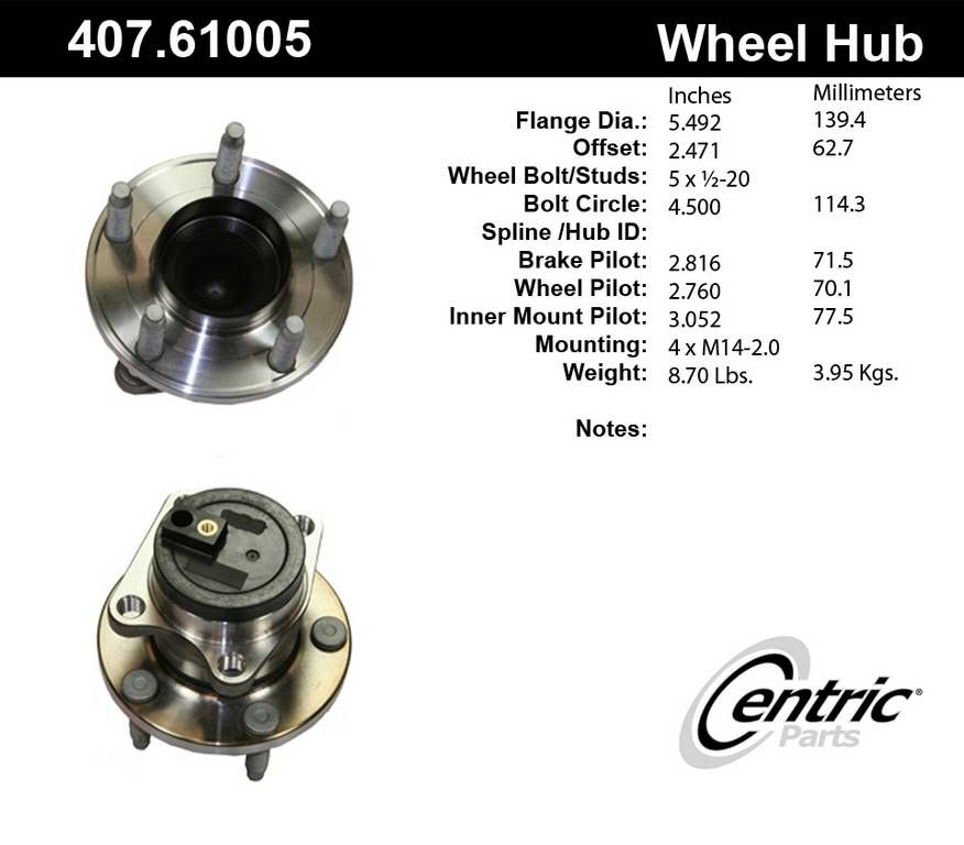 2008, 2007 Ford Edge Wheel Bearing and Hub Assembly