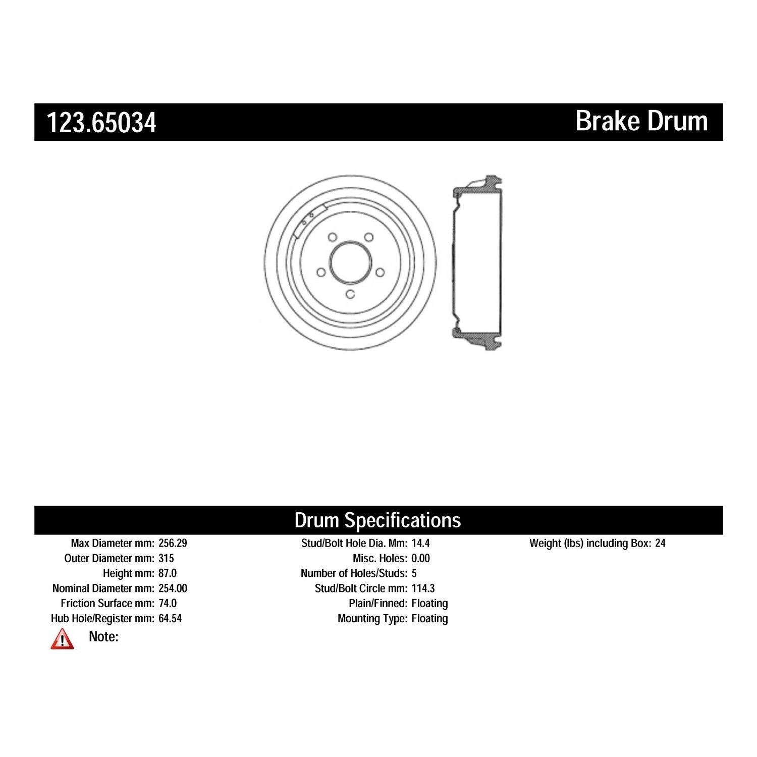 1997, 1996, 1995, 1994, 1993, 1992 Ford Aerostar Brake Drum