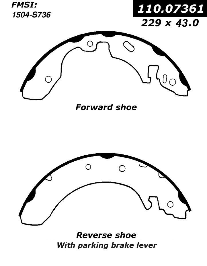 2000, 1999, 1998, 1997 Ford Contour Drum Brake Shoe