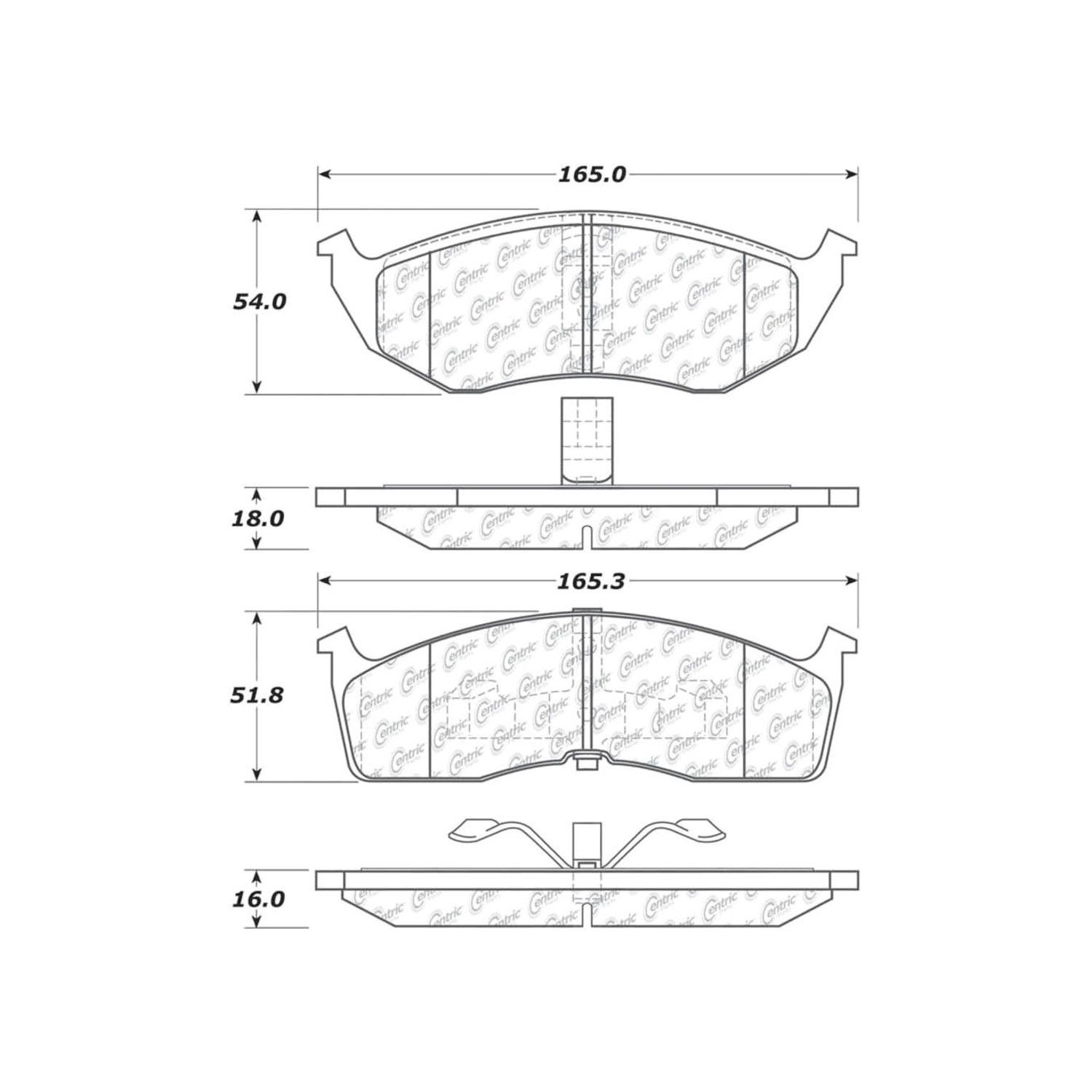 2004, 2003, 2002, 2001, 2000, 1999, 1998 Dodge Intrepid Disc Brake Pad Set