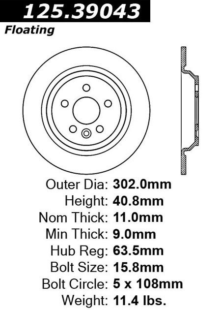 2016, 2015, 2014, 2013, 2012, 2011, 2010, 2009, 2008 Volvo S80 Disc Brake Rotor