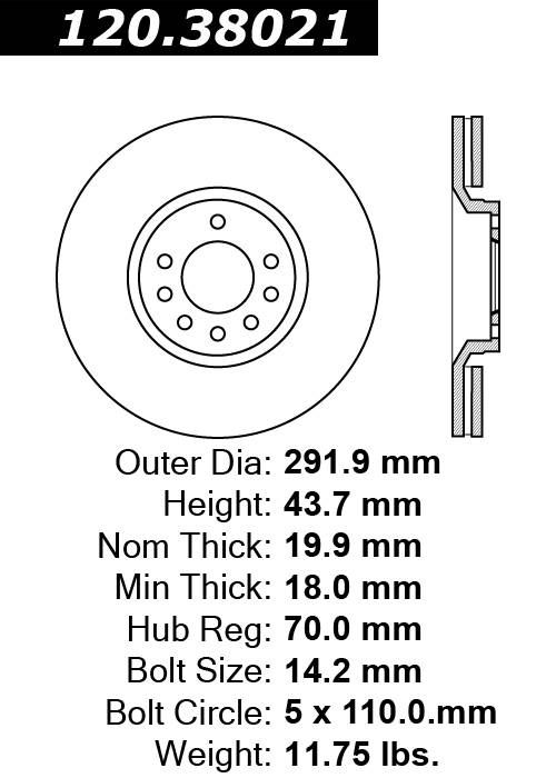 2011, 2010, 2009 Saab 9-3 Disc Brake Rotor