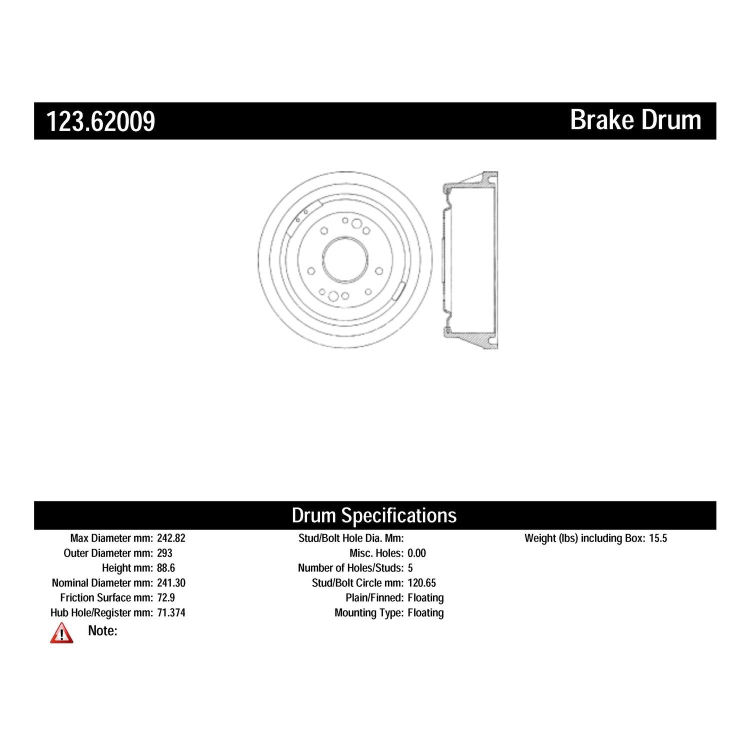 1968, 1967, 1966, 1965, 1964 Chevrolet Chevy II Brake Drum