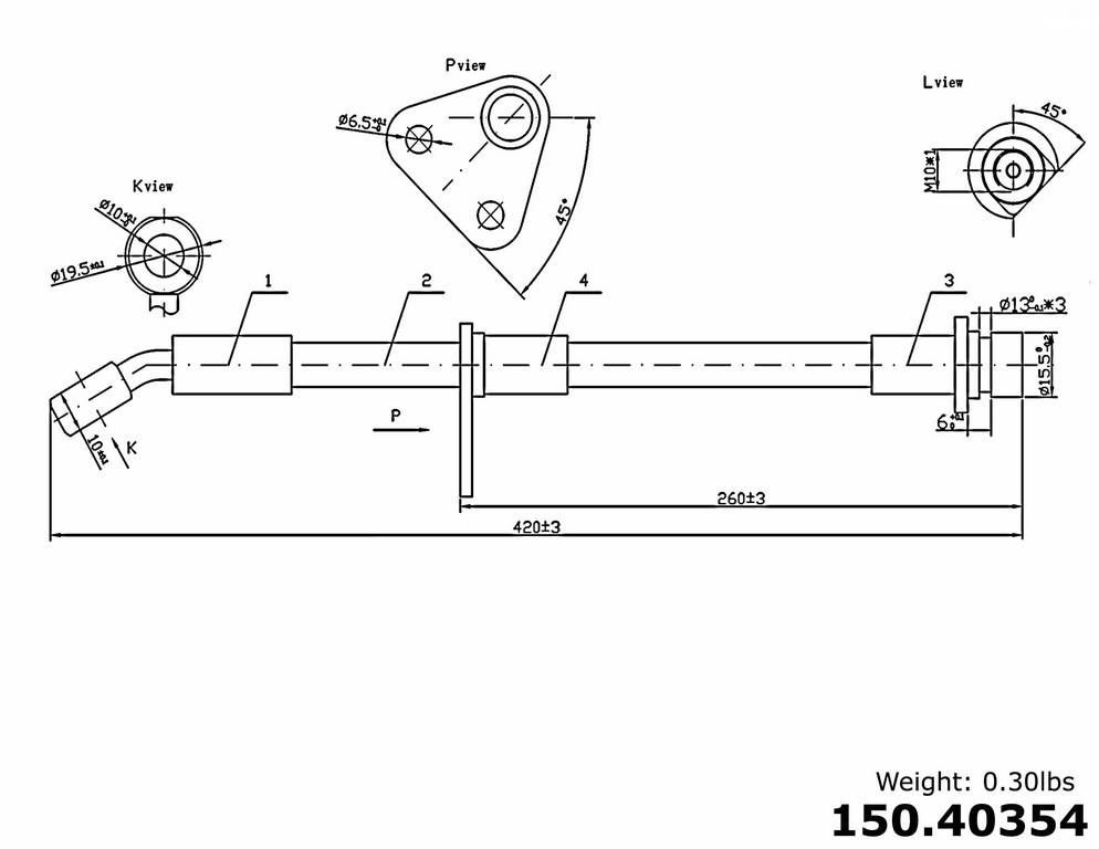 2005, 2004, 2003, 2002, 2001, 2000 Honda S2000 Brake Hydraulic Hose