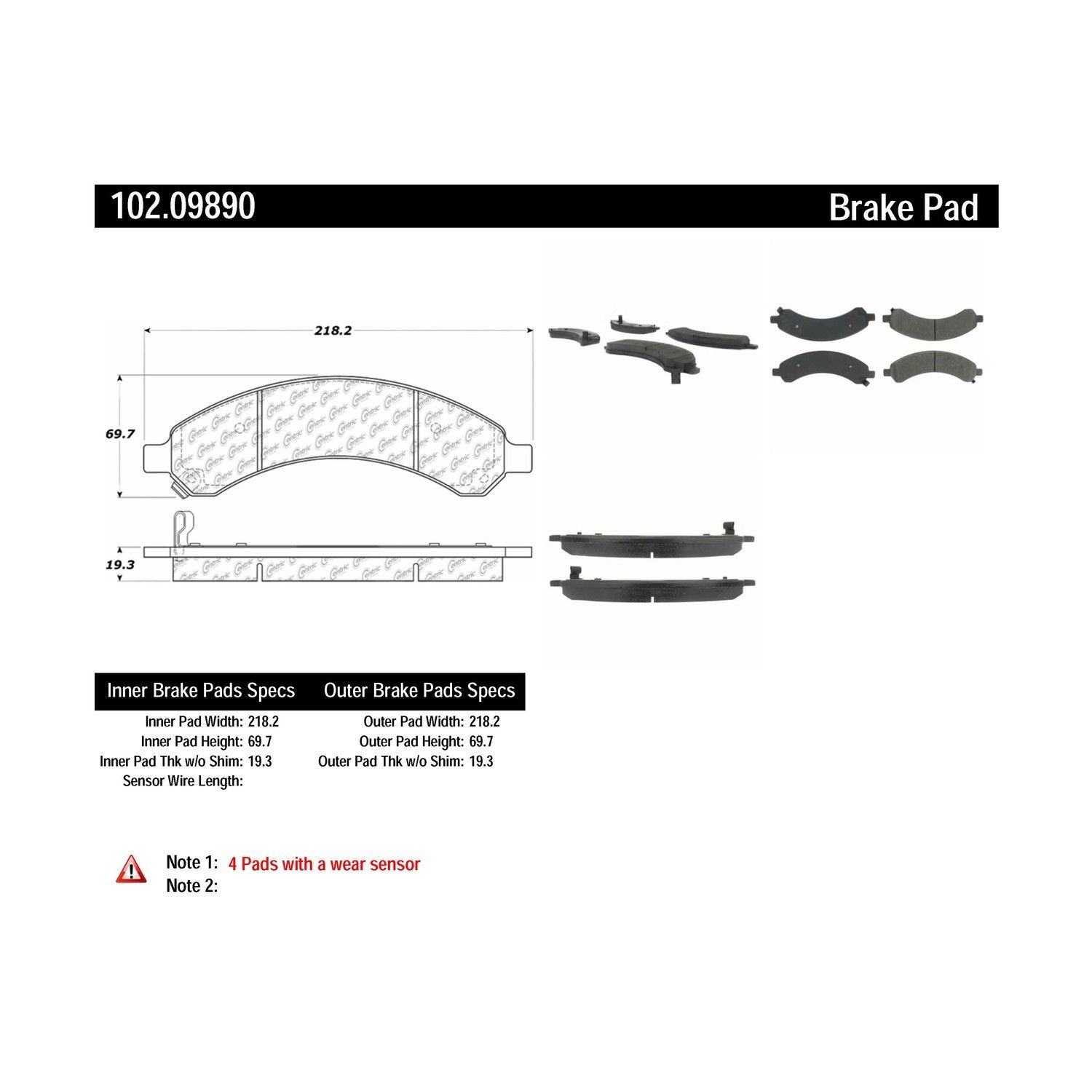 2008, 2007, 2006, 2005, 2004, 2003 Chevrolet Express 3500 3500 Disc Brake Pad Set