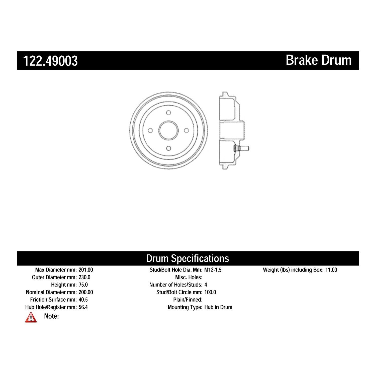 2006, 2005 Pontiac Wave Brake Drum