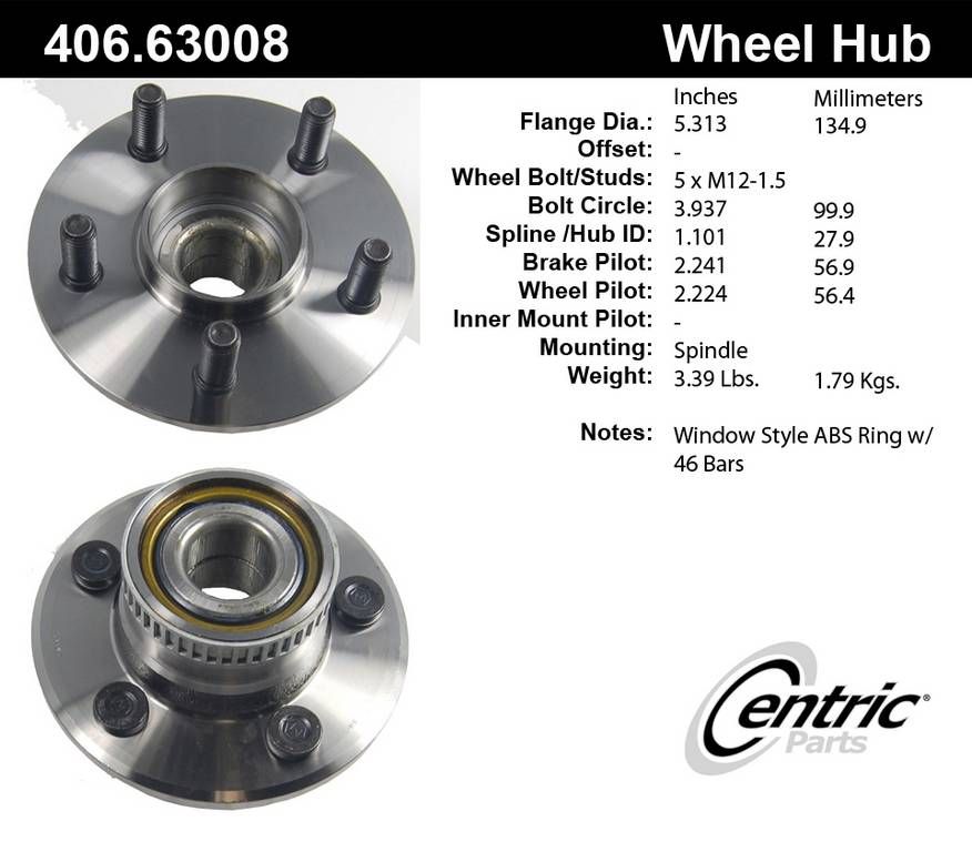 1999, 1998 Dodge Neon Wheel Bearing and Hub Assembly